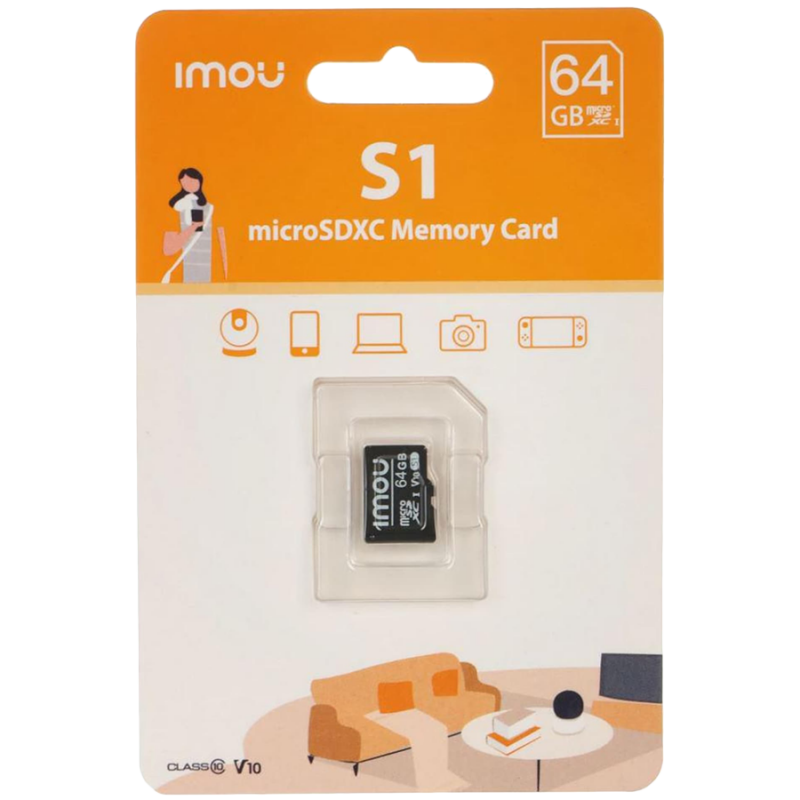 Imou microSDXC 64GB + SD Adapter Class 10, U3, V30, EAN: 6939554929755, ST2-64-S1