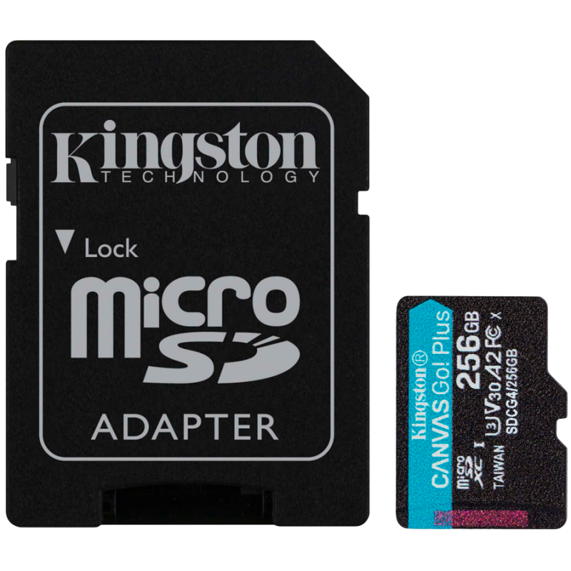 KINGSTON 256GB microSDXC Canvas Go Plus Gen4 200MB/s A2 U3 V30 Card + Adapter, SDCG4/256GB
