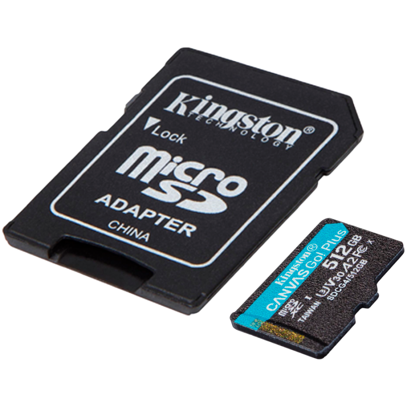 KINGSTON 512GB microSDXC Canvas Go Plus Gen4 200MB/s A2 U3 V30 Card + Adapter, SDCG4/512GB