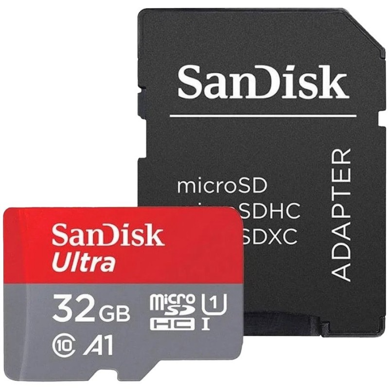 SANDISK 32GB Ultra MicroSD UHS-I Card with Adapter, SDSQUA4-032G-GN6TA