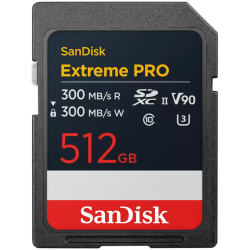 SANDISK Extreme PRO 512GB SDXC Memory Card, 300MB/s Read & Write speeds, 8K, V90, UHS-II