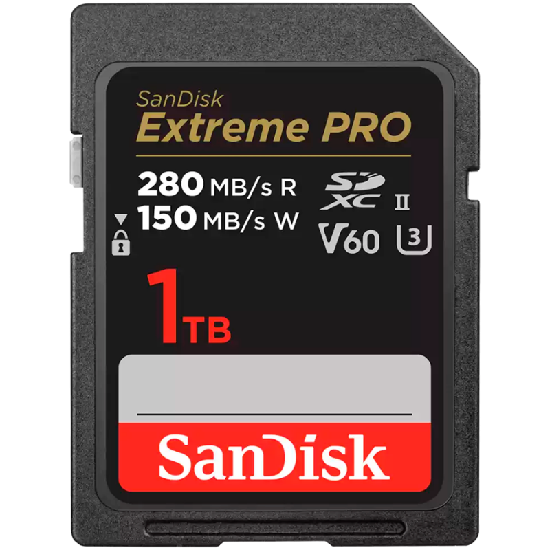 SanDisk Extreme PRO 1TB V60 UHS-II SD cards, 280/150MB/s,V60,C10,UHS-II, EAN: 619659202163, SDSDXEP-1T00-GN4IN