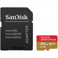 SanDisk Extreme Plus microSDXC 256GB + SD Adapter + Rescue Pro Deluxe 170MB/s A2 C10 V30 UHS-I U3; EAN: 619659169534