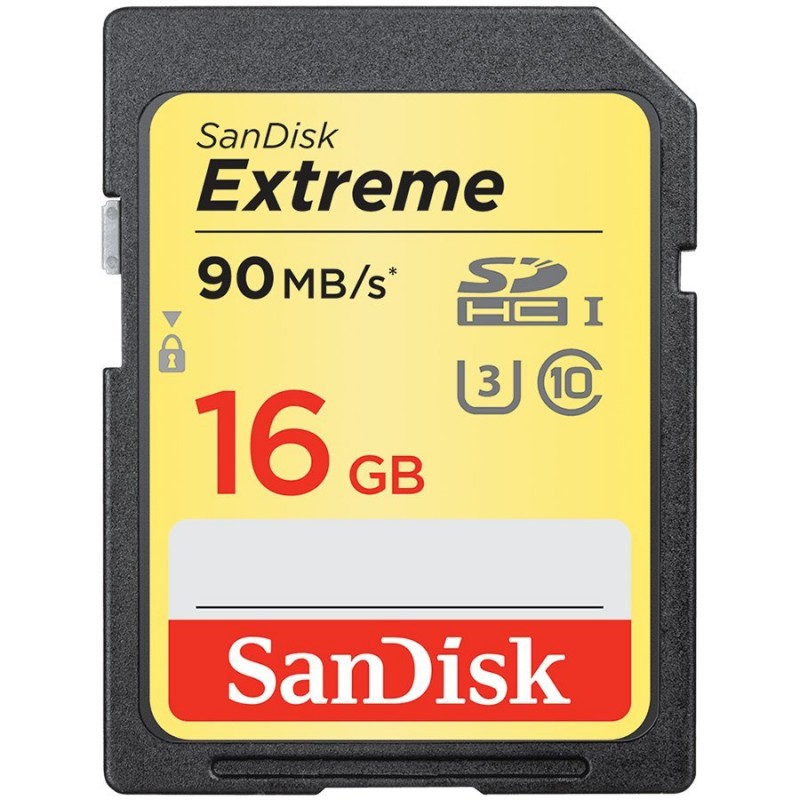 SanDisk Extreme SDHC Card 16GB 90MB/s Class 10 UHS-I U3; EAN: 619659135829-SDSDXNE-016G-GNCIN