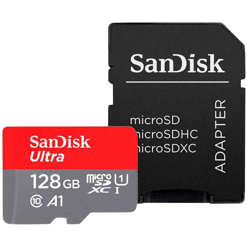 SanDisk Ultra microSDXC 128GB + SD Adapter 140MB/s  A1 Class 10 UHS-I; EAN:619659200558, SDSQUAB-128G-GN6MA