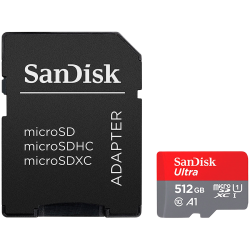 SanDisk Ultra microSDXC 512GB + SD Adapter 150MB/s  A1 Class 10 UHS-I; EAN:619659200572