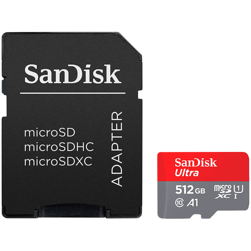 SanDisk Ultra microSDXC 512GB + SD Adapter 150MB/s  A1 Class 10 UHS-I; EAN:619659200572, SDSQUAC-512G-GN6MA
