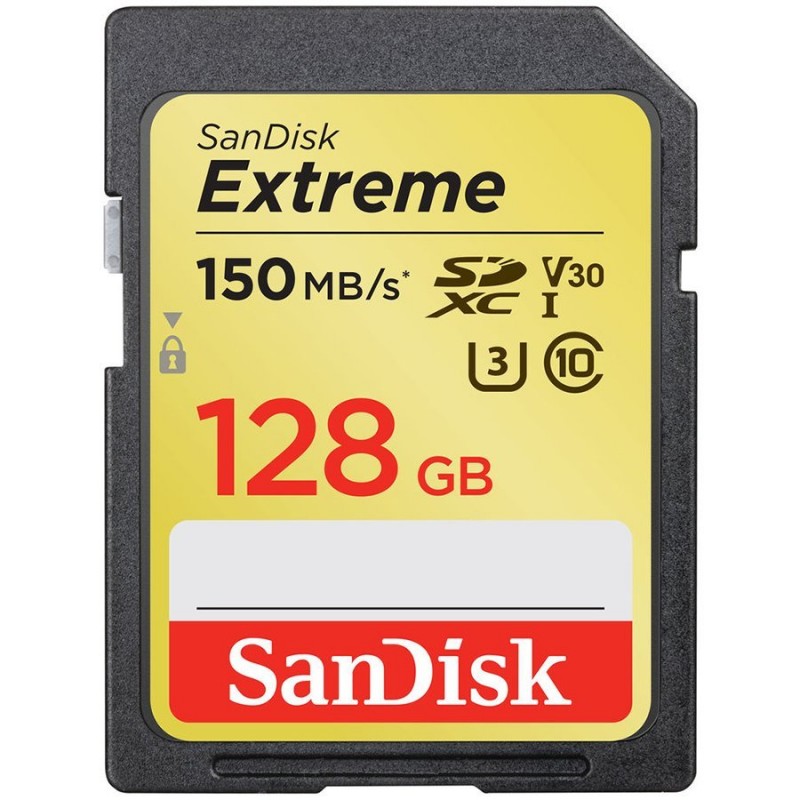 SanDisk Extreme SDXC Card 128GB 150MB/s V30 UHS-I U3; EAN: 619659170622-SDSDXV5-128G-GNCIN