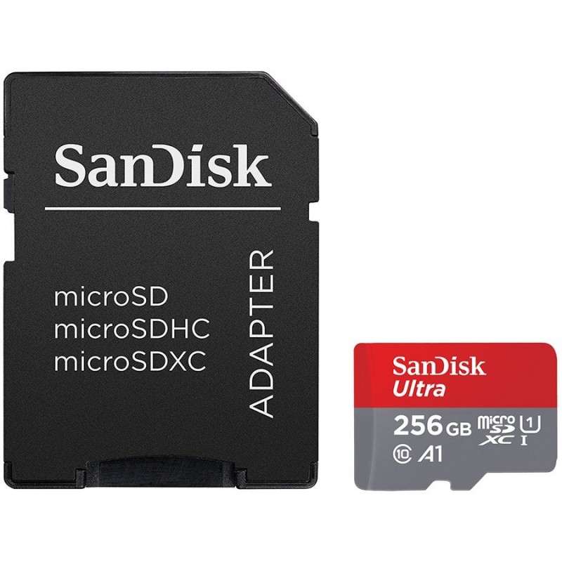 SanDisk Ultra Android microSDXC 256GB + SD Adapter + Memory Zone App 100MB/s A1 Class 10 UHS-I; EAN: 619659161972-SDSQUAR-256G-GN6MA