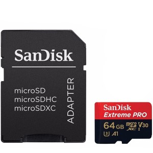 SanDisk Extreme Pro microSDXC 64GB + SD Adapter + Rescue Pro Deluxe 170MB/s A2 C10 V30 UHS-I U3; EAN: 619659169794