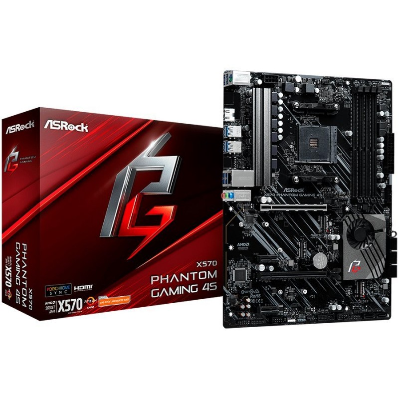 AM4 Ryzen 2000/3000DDR4 4600+ (OC)2 PCIe 4.0 x16, 2 PCIe 4.0 x1, 1 M.2 (Key E) For WiFiAMD Quad CrossFireX and CrossFireXHDMI-X570_PHANTOM_GAMING_4S