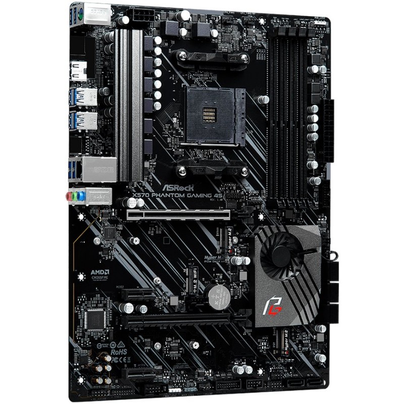 AM4 Ryzen 2000/3000DDR4 4600+ (OC)2 PCIe 4.0 x16, 2 PCIe 4.0 x1, 1 M.2 (Key E) For WiFiAMD Quad CrossFireX and CrossFireXHDMI-X570_PHANTOM_GAMING_4S