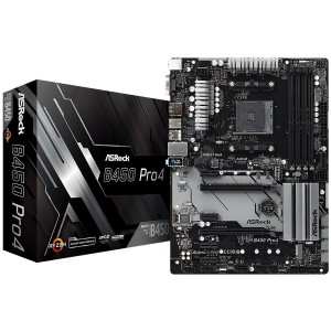 ASROCK B450 PRO4 AM4 B450, 4xDDR4, HDMI/DP/D-Sub, 2 PCIe 3.0 x16, 4 PCIe 2.0 x1, 2xM.2, 6 SATA3, Type -C, 7 USB,  1xCOM Port Header, ATX