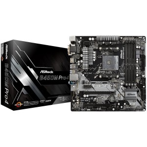 ASROCK B450 PRO4 AM4 B450, 4xDDR4,PCIe 3.0 x16,PCIe 2.0 x1, M.2, 4 SATA3, Type -C, 7 USB,VGA, DVI, HDMI,mATX