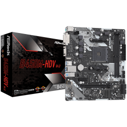 ASROCK MB B450 AM4 2 x DDR4 DIMM 4 x SATA3 1 x Ultra M.2 1 x D-Sub  1 x DVI-D 1 x HDMI Micro ATX