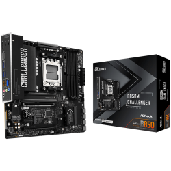 ASROCK MB B850M Challenger, AM5, 4x DDR5, 1x PCIe 5.0 x16, 1x PCIe 4.0x1, 1x PCIe 4.0x16, 1x Blazing M.2, 1x Hyper M.2, 4x SATA3, RAID 0, 1, 10, 7.1 CH HD Audio, 1x HDMI, 9x USB 3.2, 5x USB 2.0, 1x USB-C, 2.5G LAN, 1x HDMI, mATX