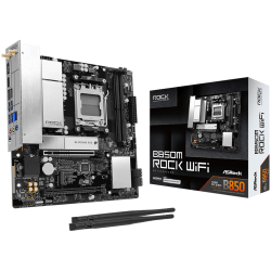 ASROCK MB B850M Rock WiFi 7, AM5, 2x DDR5, 1x PCIe 5.0 x16, 1x PCIe 3.0x16, 1x Blazing M.2, 1x Hyper M.2, 4x SATA3, RAID 0, 1, 10, 7.1 CH HD Audio, 1x HDMI, 6x USB 3.2, 5x USB 2.0, 1x USB-C, 2.5G LAN, 2x Wi-Fi 6E, BT, 1x HDMI, 1x DP, mATX