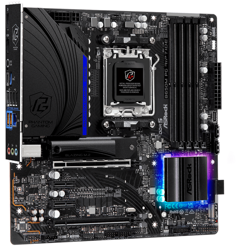 ASROCK MB Desktop B650M PG RIPTIDE, AM5, 4x DDR5, 2x PCIe 4.0 x16, 2x PCIe 3.0 x16, 1x Blazing M.2(PCIe Gen5x4), 1x Hyper M.2, 4x SATA3