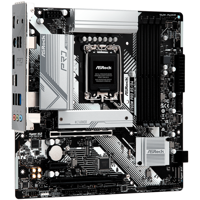 ASROCK MB Desktop B760M Pro RS (S1700, 4x DDR5, 1x PCIe 5.0 x16, 1x PCIe 3.0 x16, 1x PCIe 3.0 x1, 3x Hyper M.2 PCIe Gen4x4, 4x SATA3, 2x