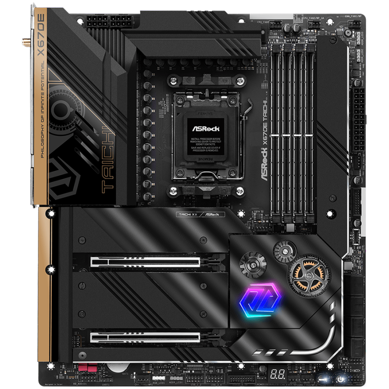 ASROCK MB Desktop X670E Taichi, AM5, 4x DDR5, 2x PCIe 5.0 x16, 8x SATA3, 3x Hyper M.2 (PCIe Gen4x4), 1x Blazing M.2(PCIe Gen5x4), 2x USB-C