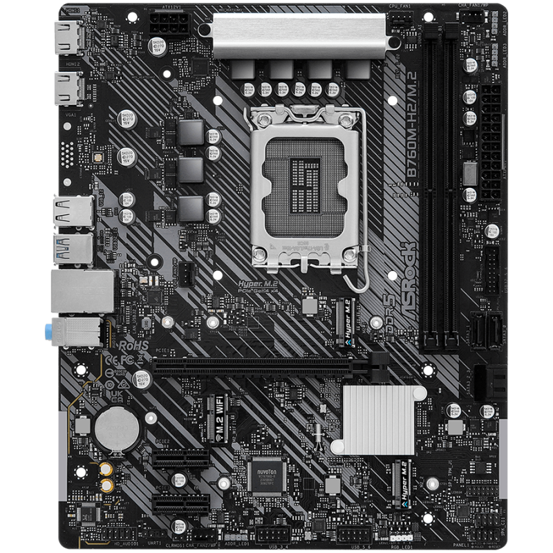 ASROCK MB LGA1700 B760 2 x DDR5 DIMM 2 x Hyper M.2 4 x SATA3 2 x HDMI Ports Micro ATX