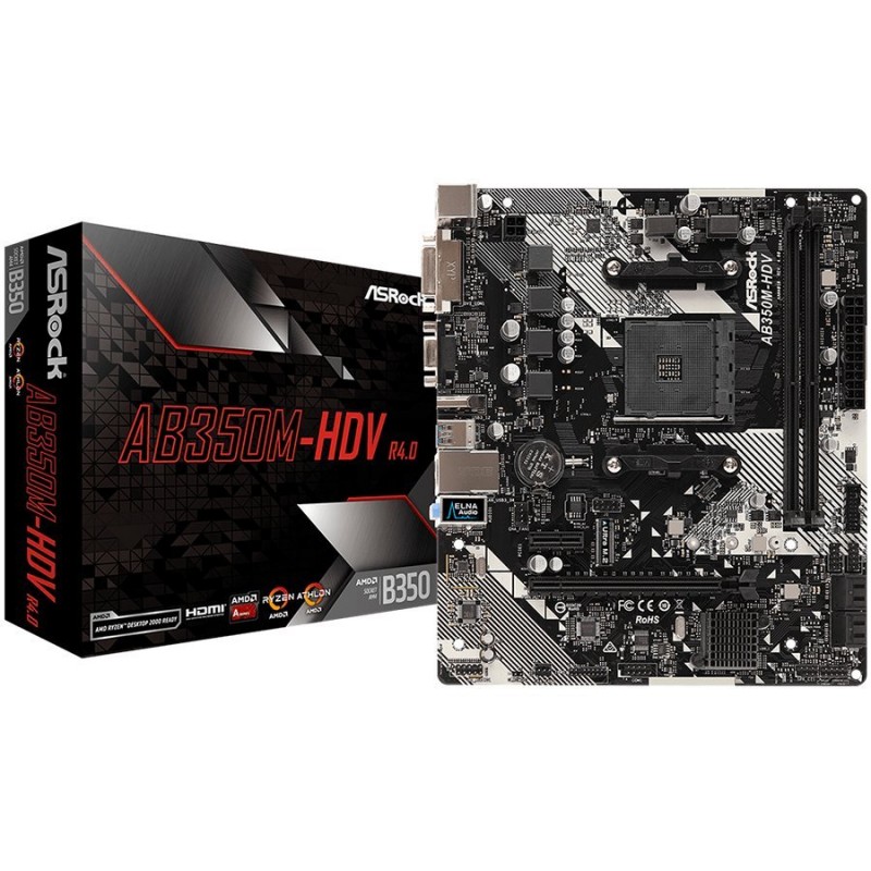 ASROCK Main Board Desktop AM4 B350 (SAM4,2xDDR4,1xPCI 3.0x16,PCI E 2.0x1 , SATA III,M2,USB3.0,VGA,DVD,HDMI,GLAN) mATX Retail-AB350M-HDV_R4.0