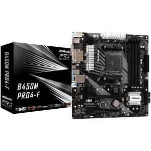 ASROCK Main Board Desktop AM4 B450 (SAM4,4xDDR4,1xPCI E 3.0x16,1xPCI E 2.0x16, 1xPCI E 2.0x1, SATA III, Raid, 1xUlraM.2,USB3.0,GLAN, VGA,HDMI,DVI) mATX Retail