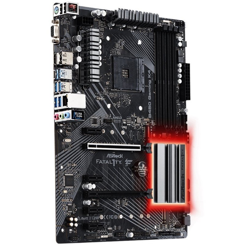 ASROCK Main Board Desktop AM4 B450 (SAM4,4xDDR4,2xPCI 3.0x16,4xPCI Ex1,SATA III,1xM.2,1xUlraM.2,USB3.0,GLAN, VGA,HDMI,DP) mATX Retail-B450_GAMING_K4