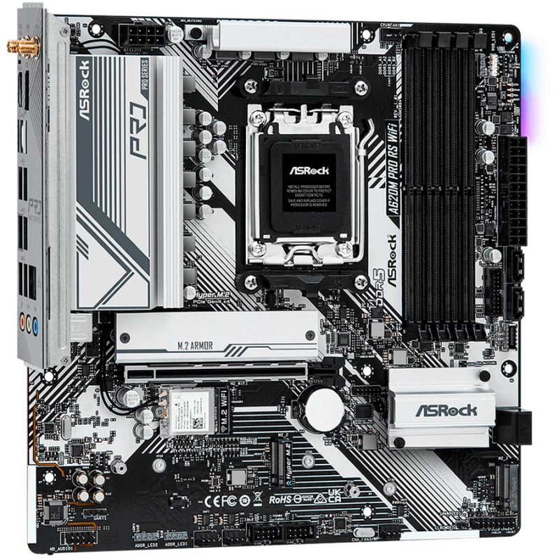 ASROCK Main Board Desktop AM5 A620 4 x DDR5 1 x HDMI 1 x DisplayPort  3xM.2 4 x SATA3 Micro ATX, A620M PRO RS WIFI