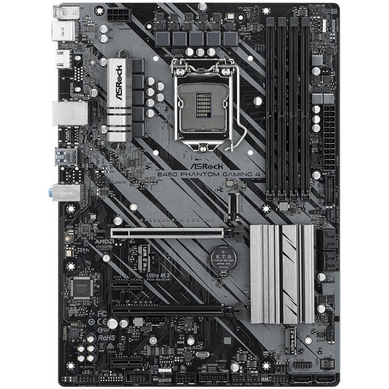 ASROCK Main Board Desktop B460 PHANTOM GAMING 4 (S1200, Intel B460, 4xDDR4,2xPCIe x16,2xPCI Ex1, 6 SATA3 , M.2, D-Sub, HDMI USB 3.2) ATX retail-B460_PHANTOM_GAMING_4