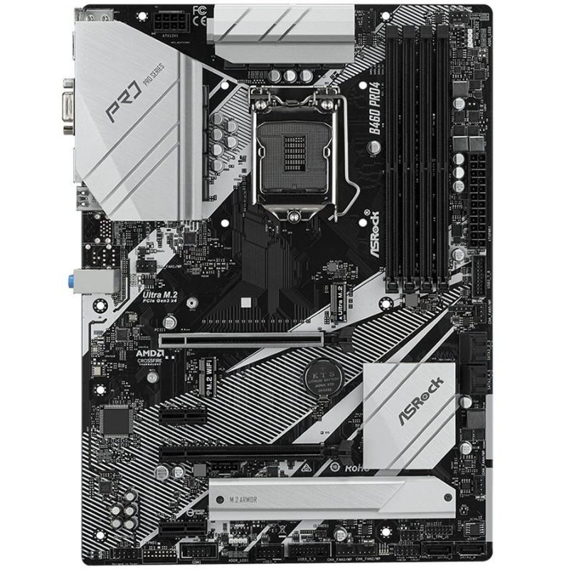 ASROCK Main Board Desktop B460 PRO4 (S1200, 4xDDR4,2xPCIe x16,2xPCI Ex1, 6 SATA3 ,1x Ultra M.2, GLAN,VGA,DP,HDMI,USB 3.1 ) ATX retail-B460_PRO4
