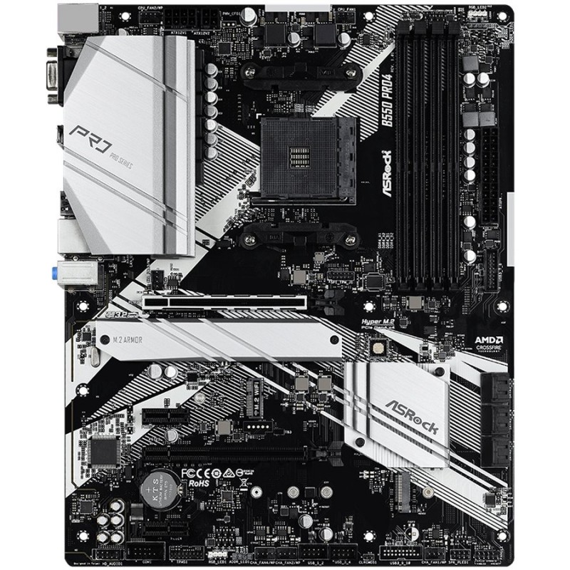 ASROCK Main Board Desktop B550 PRO4 (AM4, B550, 4xDDR4, 1xPCIe 4.0x16, 1xPCIe 3.0x16, 2xPCIe 3.0x1,6xSATA,1x M.2 Gen4 x4, 1xM.2, 2xUSB3.2