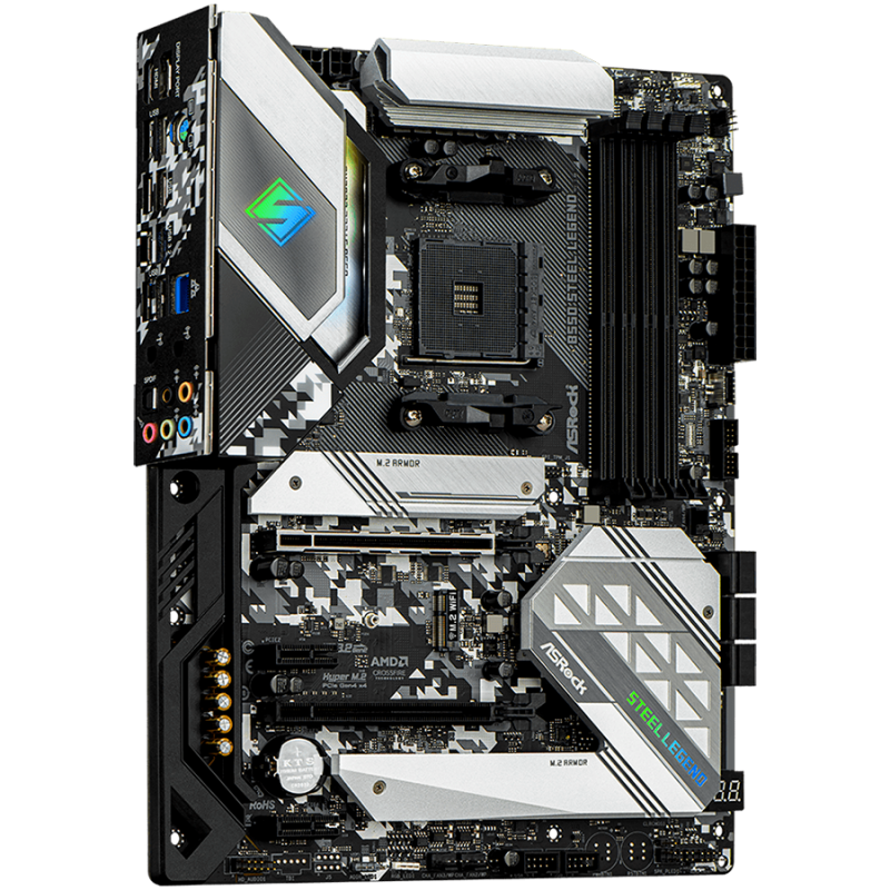 ASROCK Main Board Desktop B550 STEEL LEGEND (AM4, B550, 4x DDR4, 1x PCIe 4.0 x16, 1x PCIe 3.0 x16, 2x PCIe 3.0 x1, 6x SATA, 2x M.2 PCIe