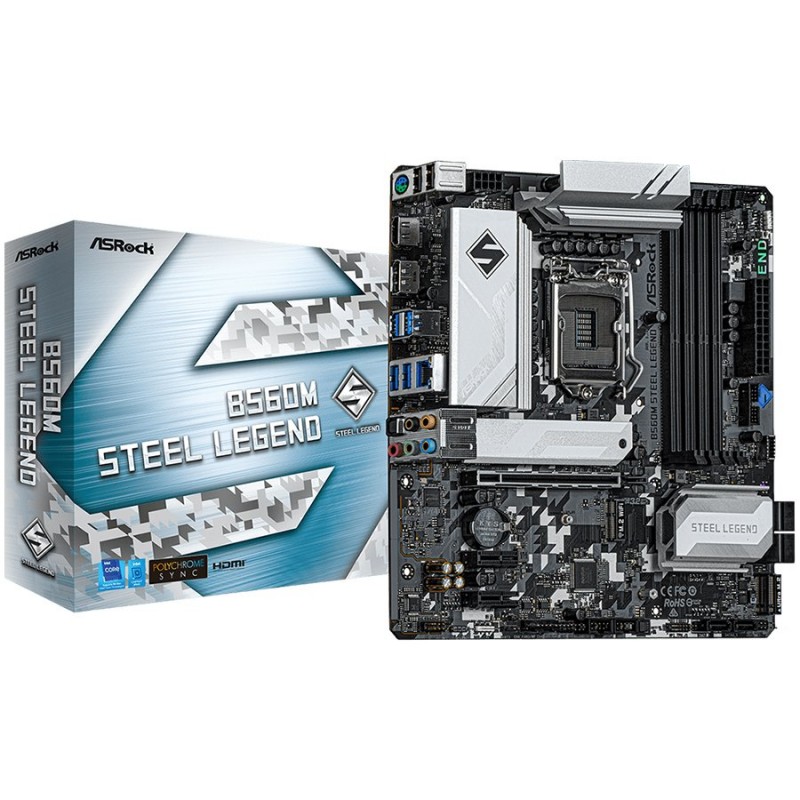 ASROCK Main Board Desktop B560 STEEL LEGEND (S1200, B560, 4xDDR4, 1xPCIe 4.0x16, 1xPCIe 3.0x16, 2xPCIe 3.0x1, 6xSATA, 1xM.2 PCIe Gen4x4