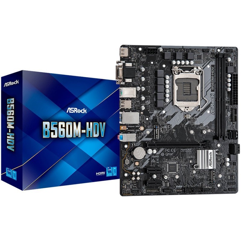 ASROCK Main Board Desktop B560 chipset (S1200, 2x DDR4, 1x PCIe x16, 2x PCIe x1, 4x SATA3 ,1x Ultra M.2, GLAN, 1x VGA, 1x DVI, 1x HDMI, 4x USB 3.2, 2x USB 2.0) mATX.-B560M-HDV