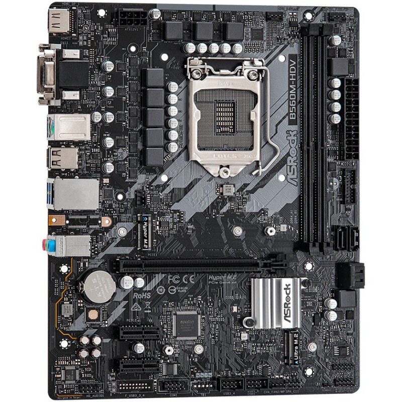 ASROCK Main Board Desktop B560 chipset (S1200, 2x DDR4, 1x PCIe x16, 2x PCIe x1, 4x SATA3 ,1x Ultra M.2, GLAN, 1x VGA, 1x DVI, 1x HDMI, 4x USB 3.2, 2x USB 2.0) mATX.-B560M-HDV