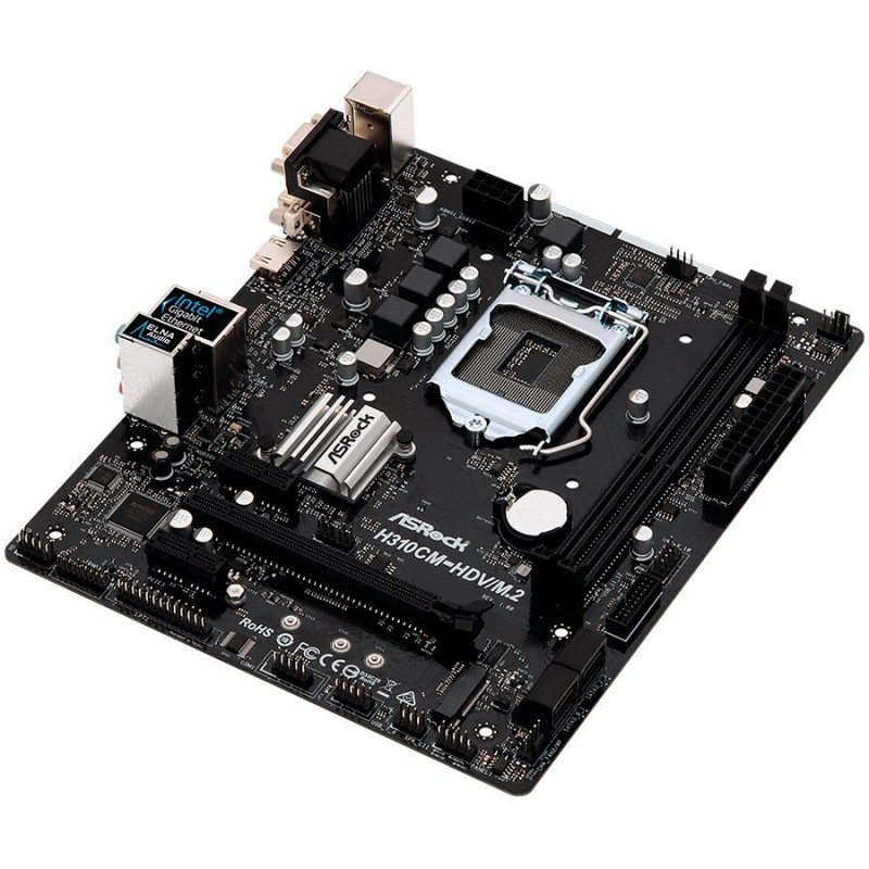 ASROCK Main Board Desktop H310 (S1151, 2xDDR4,1xPCIe x16,2xPCI Ex1, 4 SATA3 ,1xM.2,GLAN,VGA,DVI,HDMI,USB 3.1 ) mATX retail-H310CM-HDV/M.2