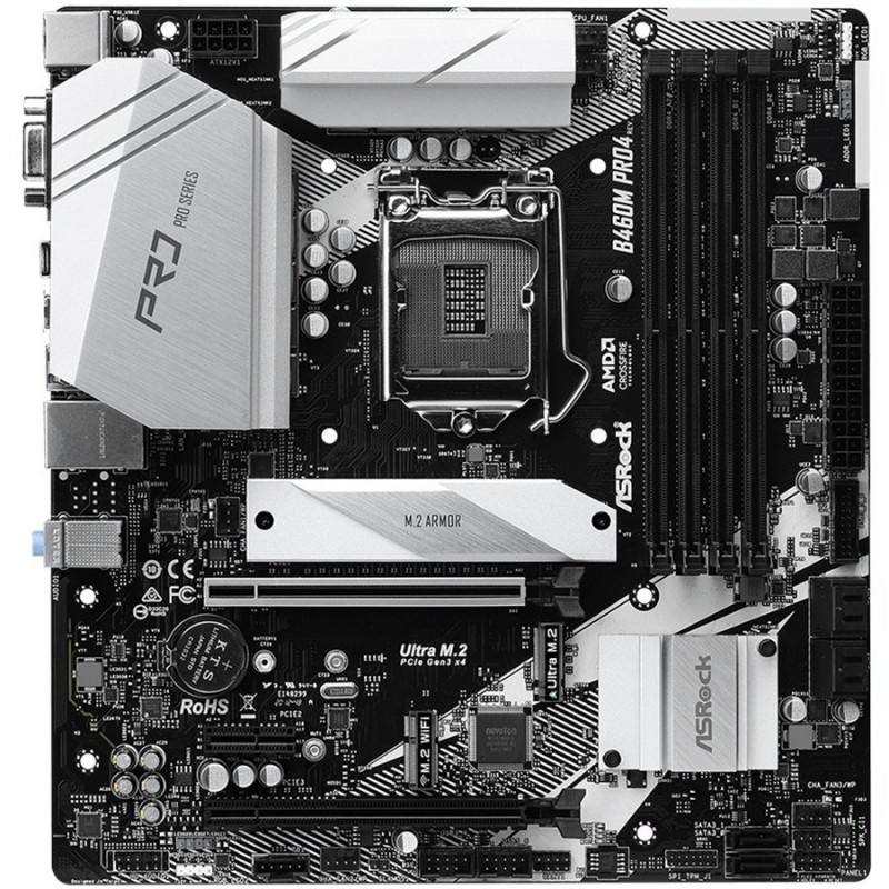ASROCK Main Board Desktop H460M (S1200, 4xDDR4,2xPCIe x16,2xPCI Ex1, 6 SATA3 ,2x Ultra M.2, GLAN,VGA,DP,HDMI,USB 3.1 ) ATX retail-B460M_PRO4