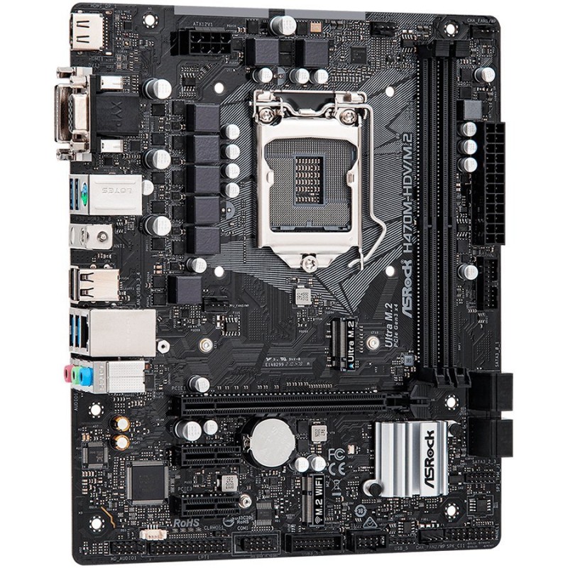 ASROCK Main Board Desktop H470/M2 (S1200, 2xDDR4,1xPCIe x16,1xPCI Ex1, 4 SATA3 ,1xUltra M.2, GLAN,VGA,DVI,HDMI,USB 3.2) mATX retail-H470M-HDV/M.2