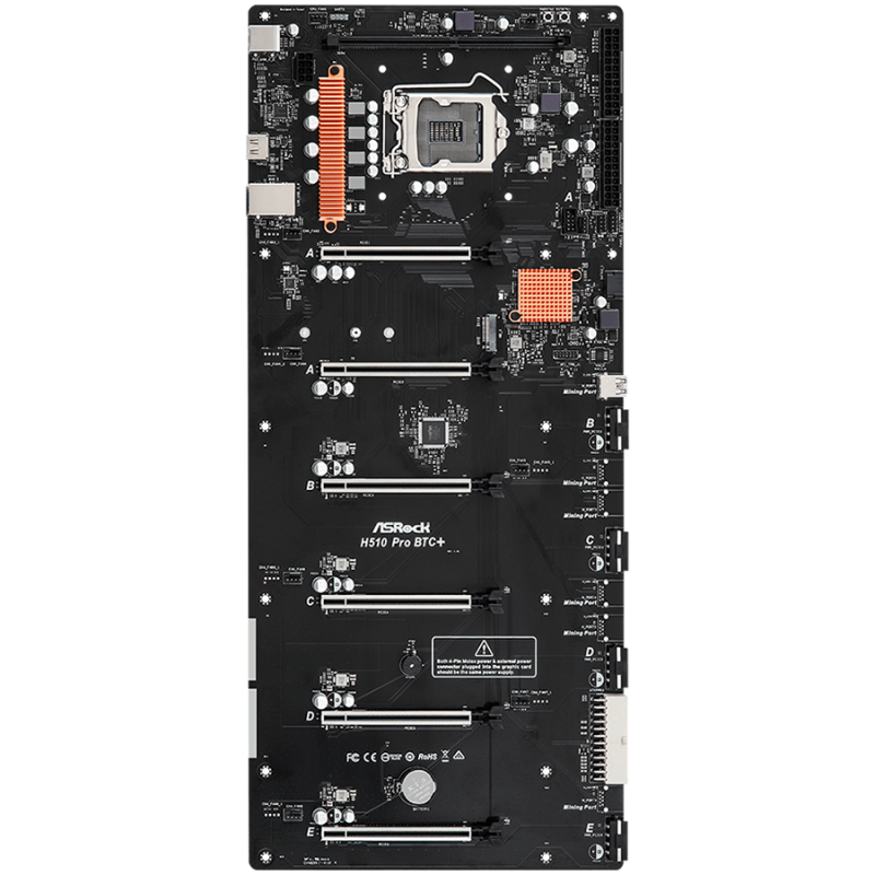 ASROCK Main Board Desktop H510 PRO BTC+ (s1200, H510, 1xDDR4, 6x PCI Ex3.0 x16, 1x Mining Port (M_Port1 at x1), 1xSATA, 1xM.2, 2x USB3.1