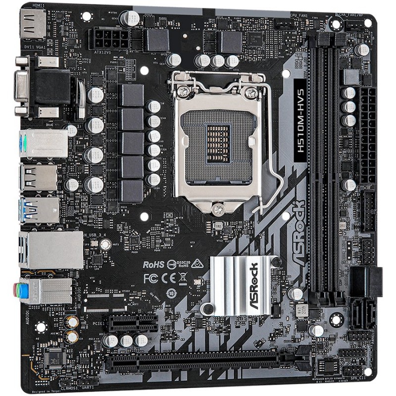 ASROCK Main Board Desktop H510 chipset (S1200, 2x DDR4, 1x PCIe x16, 1x PCIe x1, 4x SATA3, GLAN, 1x VGA, 1x HDMI, 2x USB 3.2, 4x USB 2.0)mATX.-H510M-HVS