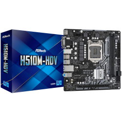 ASROCK Main Board Desktop H510M-HDV (H510, S1200, 2xDDR4, 1xPCIe 4.0x16, 1xPCIe 3.0x1, 4xSATA3 , 4xUSB3.2 Gen1, VGA, DVI-D, HDMI, GLAN, mATX, Retail)