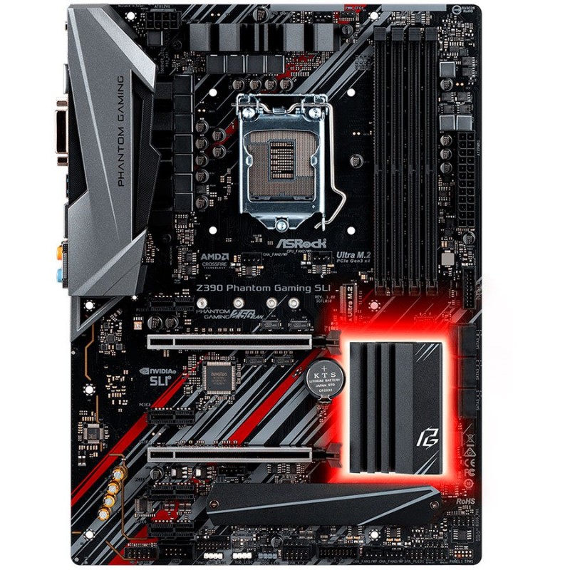 ASROCK Main Board Desktop Z390 (S1151v2, 4xDDR4,2xPCIe x16,4xPCI Ex1, 6 SATA3, 2xUltra M.2 ,GLAN, HDMI,DVI, COM Header,PS/2, USB 3.1, Type-C ) ATX retail-Z390_PHANTOM_GAMING_SLI