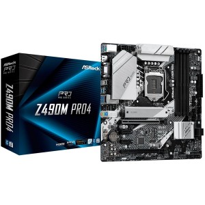 ASROCK Main Board Desktop Z490 (S1200, 4xDDR4,2xPCIe x16,2xPCI Ex1, 4 SATA3, 2xUltra M.2 ,GLAN,HDMI,VGA, DisplayPort, USB 3.2 ) mATX retail