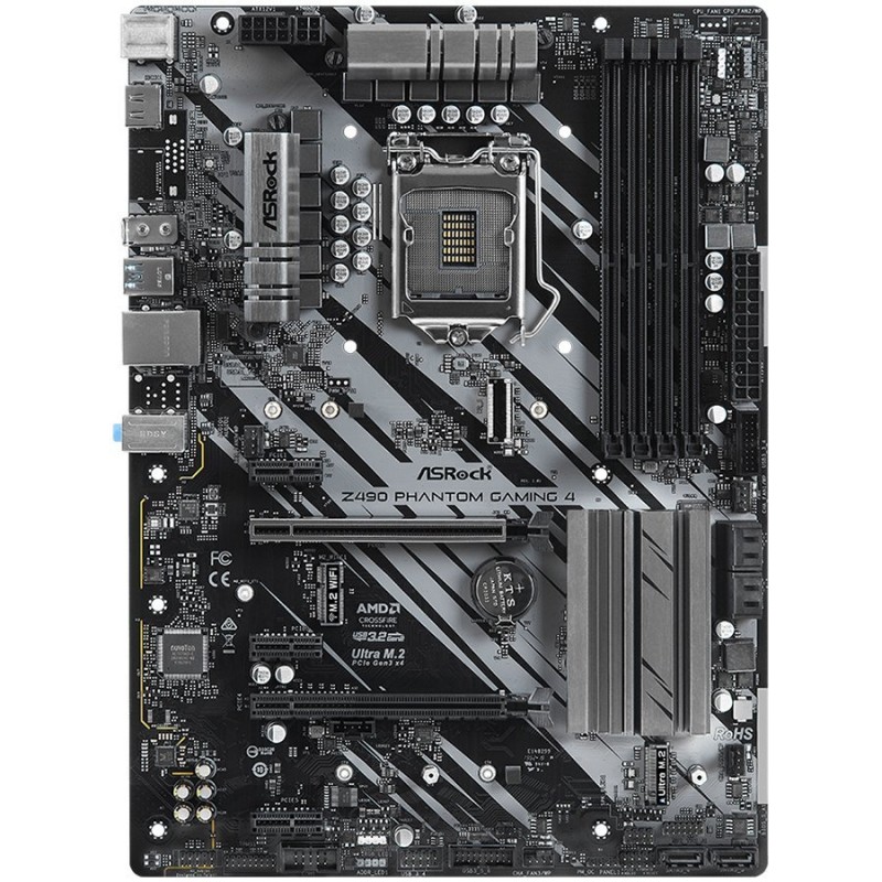 ASROCK Main Board Desktop Z490 (S1200, 4xDDR4,2xPCIe x16,3xPCI Ex1, 6 SATA3, 1xUltra M.2 ,GLAN,HDMI,COM Header, USB 3.2 ) ATX retail-Z490_PHANTOM_GAMING4