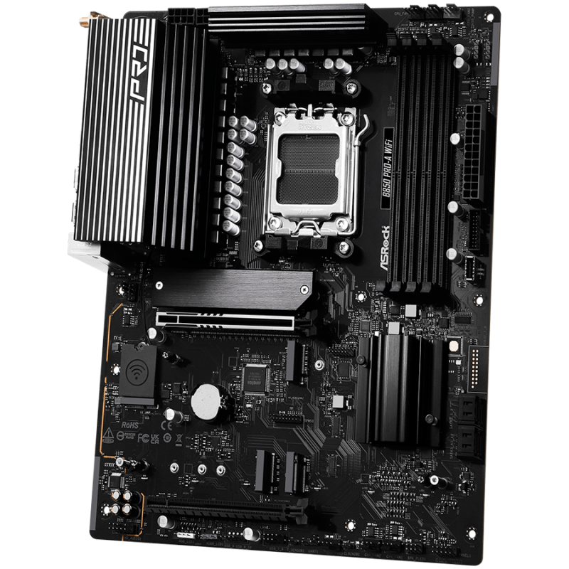 ASROCK Main board AMD B850 AM5, PCIe 5x16, 4x DDR5, 4x M.2, 2x SATA3 6Gb/s, 2.5Gb LAN, 802.11axe, 7.1 Ch audio, ATX