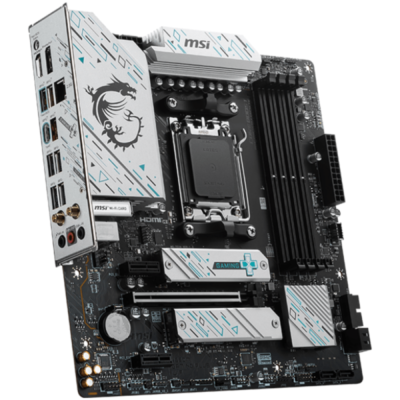 MSI B650M GAMING PLUS WIFI, mATX, AMD Ryzen Dual Channel DDR5 7200+(OC)MHz, 1x PCIe x16 slot, 2x PCI-Ex1 slots, 1x HDMI, 1x DP, 4x USB