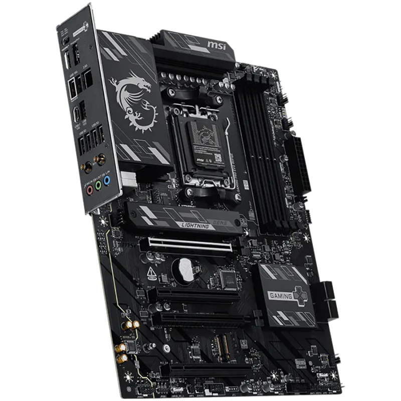 MSI B850 GAMING PRO WIFI6E, ATX, Socket AM5, 4x DDR5 Dual Channel up to 8200(OC)MHz, 4x PCIe x16 slot, 2x M.2 slot, 4x USB 5Gbps, 3x USB 10Gbps, 1x USB 10Gbps Type-C, HDMI, DP, 7.1 HD Audio, 2.5G LAN, WiFI 6E, BT, 3Y