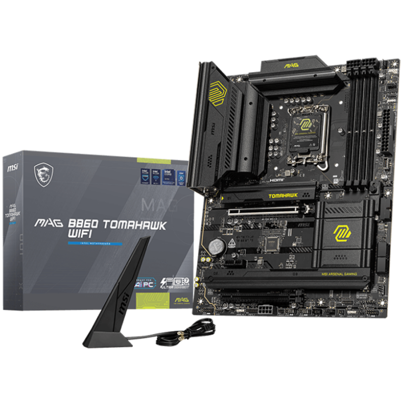 MSI MAG B860 TOMAHAWK WIFI, ATX, LGA 1851, 4x DDR5 Dual Channel DDR5 up to 9200(OC)MHz, 2x PCIe x16 slot, 3x M.2 slot, 4x USB 2.0, 4x USB