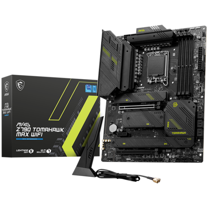 MSI MAG Z790 TOMAHAWK MAX WIFI, ATX, Socket LGA 1700, Dual Channel DDR5 7800+(OC)MHz, 2x PCIe x16 slots, 4x M.2 slots, 1x HDMI, 1x DP, 2x